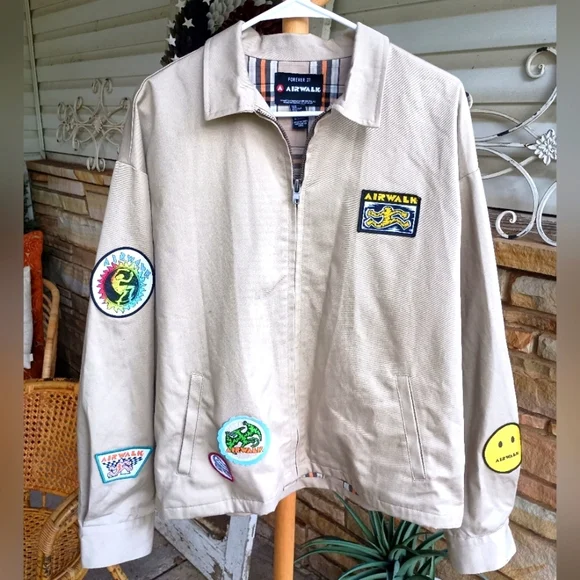 Airwalk Tan Women's Oversized Jacket with Colorful Patches_Med - Picture 3 of 10